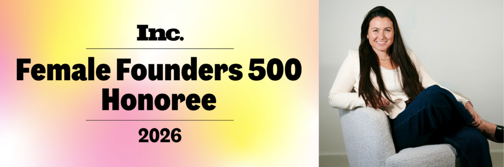 Female Founders 500 Honoree with a portrait of Lindsay Connelly